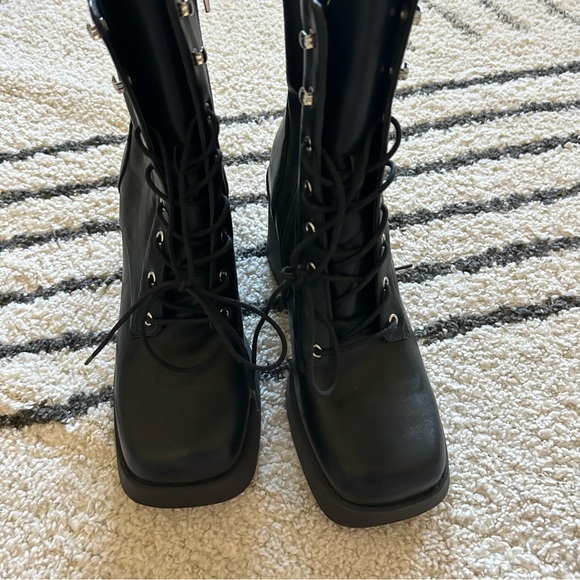 New Steven Steve Madden Beena Lace Up Combat Boots - Picture 3 of 5